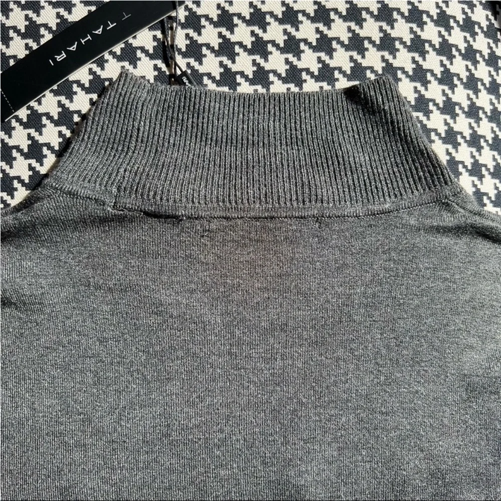 T Tahari Mockneck Sweater, Heather Graphite Gray, Large - Picture 11 of 15